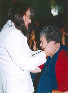 Pastor Ana Diaz ministering in Tegucigalpa, Honduras