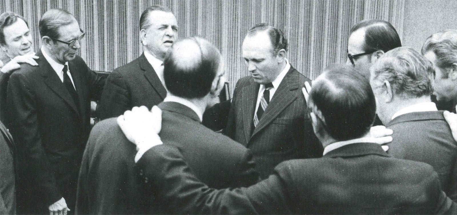 Installation prayer as Ray Hughes becomes general overseer, 1972