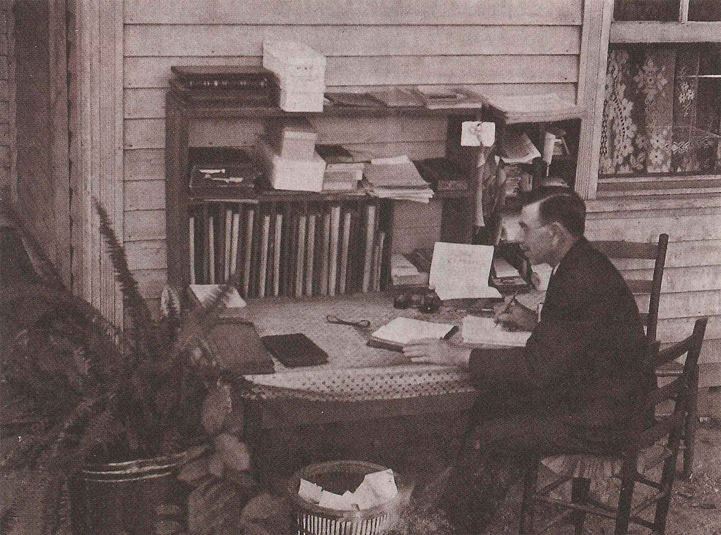 Pastor A. J. Tomlinson at his desk in Cleveland, Tennessee