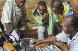 Joseph Kebbie of HCJB Global gives training during the installation of a new radio station in Cameroon. (Photo by HCJB Global)